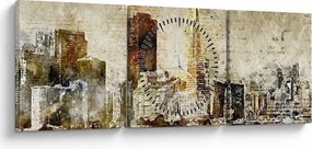 Tablou - Oraș artistic (cu ceas) (90x30 cm)