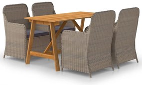 vidaXL Set mobilier de grădină, 5 piese, maro