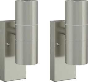 vidaXL Lumină de perete pentru exterior 2 pcs Argintiu 7 x 10 x 22 cm