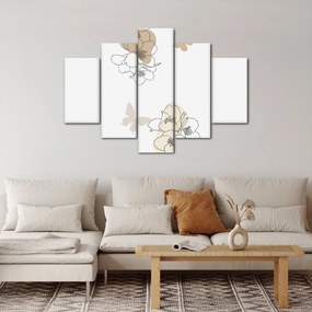 Tablou - Flori bej cu fluture N⁰2 (150x105 cm)