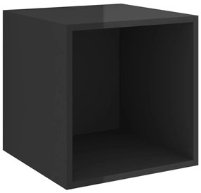 Set de dulapuri TV, 3 piese, negru extralucios, PAL 1, negru foarte lucios