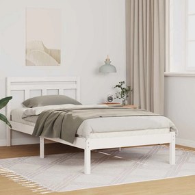 vidaXL Cadru de pat Alb 100 x 200 cm Lemn masiv de pin
