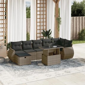 3275150 vidaXL Set canapele de grădină cu perne, 8 piese, gri, poliratan