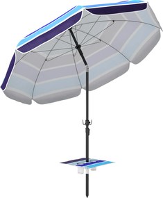 Outsunny Umbrelă de Plajă cu Măsuță și Suport pentru Pahare, din Metal și Poliester, Ø198x214 cm, Multicolor | Aosom Romania