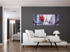 Tablou - Străzi din Paris, pictură în ulei (120x50 cm)