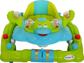 Premergator cu sistem de balansare Baby Care™ H914 ,Roti silentioase din silicon, Cu melodii, Ratusca, Pliabil, Verde Turquoise
