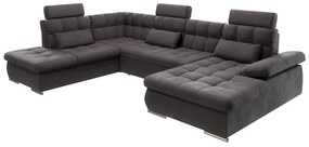 Colțar gri antracit extensibil, cu spațiu de depozitare (cu colț pe partea stângă, în formă de "U") Merkur – Ropez