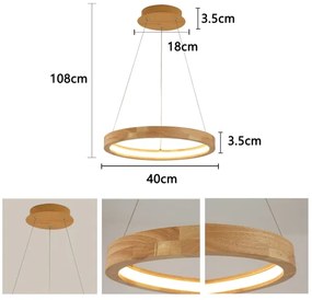 Brilagi - Lustră LED pe cablu UMEA WOOD LED/30W/230V Ø 40 cm lemn de cauciuc
