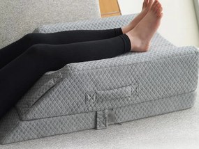 Perna ortopedica ridicare picioare, inaltime reglabila 3 niveluri, memory foam cu gel, husa matlasata, Gri