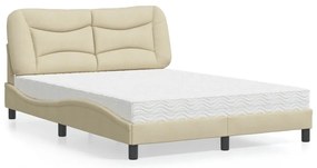 vidaXL Pat cu saltea, crem, 140x200 cm, material textil