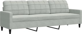 vidaXL Canapea cu 3 locuri, gri deschis, 210 cm, material catifea