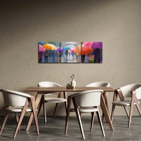 Tablou - Zi ploioasă (cu ceas) (90x30 cm)