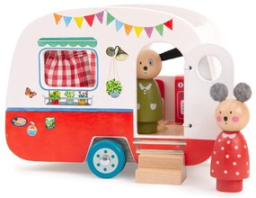 Mașinuță din lemn La Grande Famille Caravan – Moulin Roty