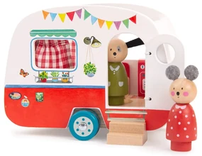 Mașinuță din lemn La Grande Famille Caravan – Moulin Roty