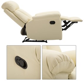 Homcom Fotoliu Relax Clasic cu Spatar Rabatabil si Taburet, Crem