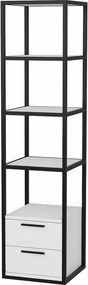 Etajera ROBCOSS, negru/alb, PAL/metal, 39x39x160 cm