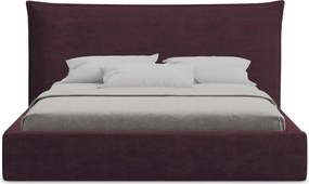 Pat matrimonial violet tapițat cu spațiu de depozitare cu somieră 140x200 cm Esala – Makamii