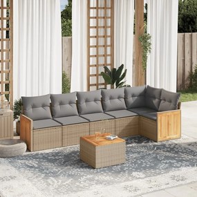 vidaXL Set canapele de grădină, 7 piese, cu perne, bej, poliratan