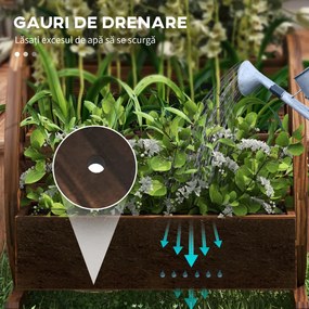 Outsunny Pat de Gradină Înălțat pe 2 Nivele, Jardiniere Căruță din Lemn Finisaj Carbonizat cu Orificii de Drenaj pentru Legume, Flori | Aosom Romania