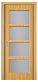 Usa Interior din MDF Novo Doors ND317, Cadru din Lemn Masiv, Geam Sablat, KIT COMPLET, Toc , Manere si balamale incluse (Culoare: Crem, Dimensiune: