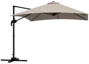 Outsunny Umbrelă de Soare cu 8 Lamele cu Pedală și Manivelă, Umbrelă de Soare din Aluminiu și Poliester, 295x295x266 cm, Kaki | Aosom Romania