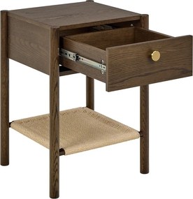 Noptieră în culoare naturală închisă cu aspect de lemn de stejar Monfort – Actona