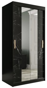 Dulap de haine 100 cm Marbelo T1 (mat negru + marmură neagră). 1064557