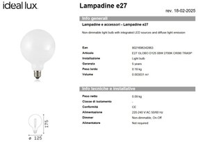 Bec LED, E27 globo d125 08w 2700k cri90 transparent