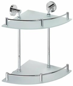 SAPHO XR604 X-Round E sticlă. raft dublu de colțcu trapă 27 x 39 x 27 cm