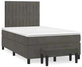 vidaXL Pat box spring cu saltea, gri închis, 120x190 cm, catifea