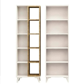 Biblioteca POTENZA, stejar/alb, PAL melaminat, 100x25x162 cm