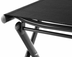 Scaun de grădină  reglabil + scaun sub picioare - negru