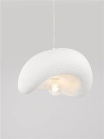 Lustra suspendata cu textura granulata Bambel alb piatra