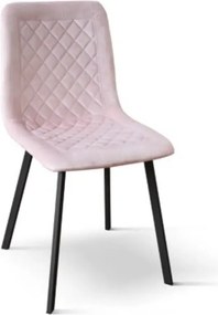 SET 4 Scaune Slim, structura metalica, catifea - STANDARD - NEGRU - ROZ PUDRAT - CATIFEA