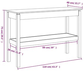 Masa consola, alb, 110x40x75 cm, lemn masiv de pin Alb, 110 x 40 x 75 cm, 1