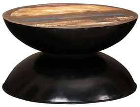 vidaXL Măsuță de cafea, lemn masiv reciclat, bază neagră, 60x60x33 cm