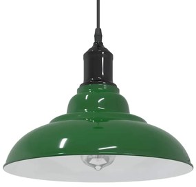 vidaXL Lampă suspendată reglabilă pe înălțime E27 verde lucios metal