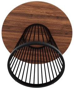 Masă rotundă pentru 4 persoane, Culoare naturală+Negru | Aosom Romania