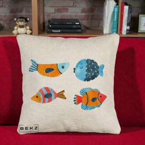 Perna Decorativa Pesti Acuarela, 40x40 cm, Bej Canapea, Husa Detasabila, Perna Inclusa, BEKZ®
