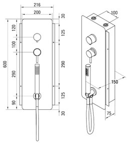 Baterie dus incastrata culoare crom cu para de dus inclusa Deante, Multibox