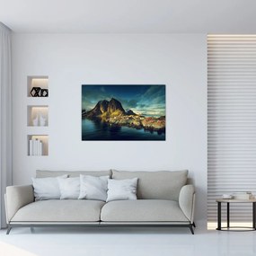 Tablou cu sat de pescari din Norvegia (90x60 cm)