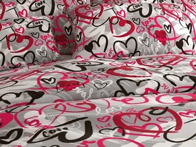 Set Lenjerie de pat din polybumbac STREET LOVE POLY gri + fata de perna 50 x 70 cm GRATUIT