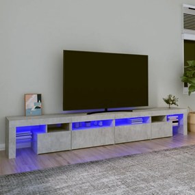 Comodă TV cu lumini LED, gri beton, 260x36,5x40cm