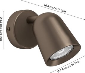 Eglo 901948 - Aplică spot de perete CAMALDOLI 1xGU10/5W/230V bronz