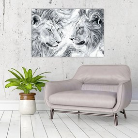 Tablou - Capete de lei desenate (90x60 cm)