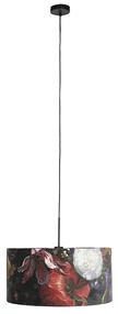 Lampă suspendată cu abajur din catifea cu flori aurii 50 cm - Combi
