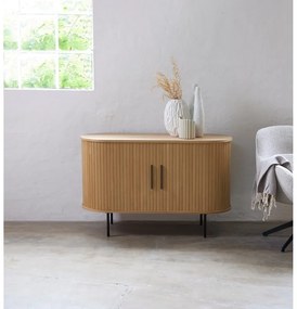 Comodă în culoare naturală cu aspect de lemn de stejar cu ușă glisantă 120x76x45 cm Nola – Unique Furniture