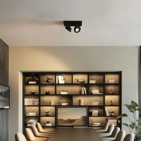 Spot modern negru montat la suprafață, cu LED dimabil inclus, cu 2 lumini - Apollo