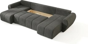 Coltar extensibil in forma de U SEVIO, gri inchis, 311x145 cm + 2 perne GRATUIT
