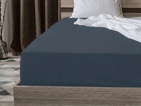 Cearsaf din bumbac cu elastic STANDARD 90 x 200 cm albastru-cenusiu